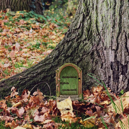 Green fairy door wooden - door,