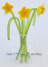 GLASS FLOWERS GIFT IN A VASE OF YELLOW DAFFODILS AND GORGEOUS GRASSES TO ARRANGE