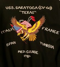 Vintage USS Saratoga CV-60 PRE-OWNED Aircraft Carrier Sailor Size Large Jacket