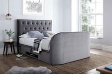 Lyon Ottoman TV Bed With 2.1 Media & 43" TV  Capacity in Grey Velvet