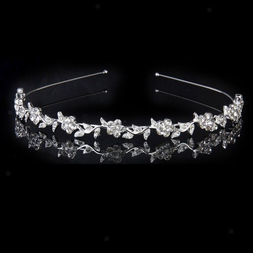 Crystal flower leaves headband - crystal,