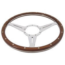Steering Wheel 14 Wood rim Polished Spokes Thin slots Dished by Moto-Lita Mk3