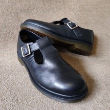 Dr Martens Polley Mary Jane Shoes UK 7 Plain Welt Black Virginia Soft Leather