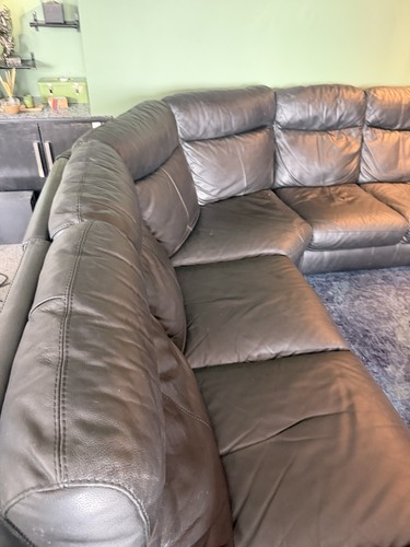 Black leather corner sofa - black,