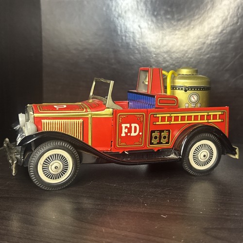 Vintage bandai firetruck tin - bandai,