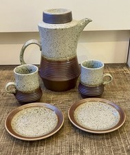Purbeck Pottery Portland Large Coffee Pot with Mugs and Side Plates Vintage Rare