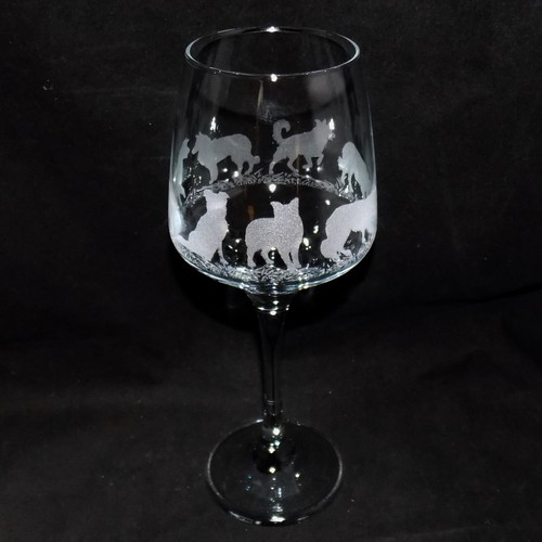 Engraved border collie wine - engraved, 'border