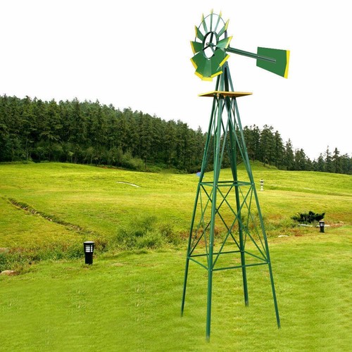 8ft green metal windmill yard - metal,