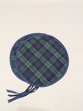 Pair of Aga Hob Lid Mats Pads Round Hob Lid Covers Black Watch Tartan 