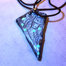 Hand stamped alien tech necklace glows pvc plastic sci-fi cyberpunk jewelry art