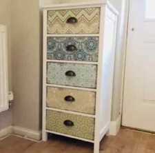 Shabby Chic Tallboy White Vintage Furniture Tall Chest Drawers Side Cabinet Unit