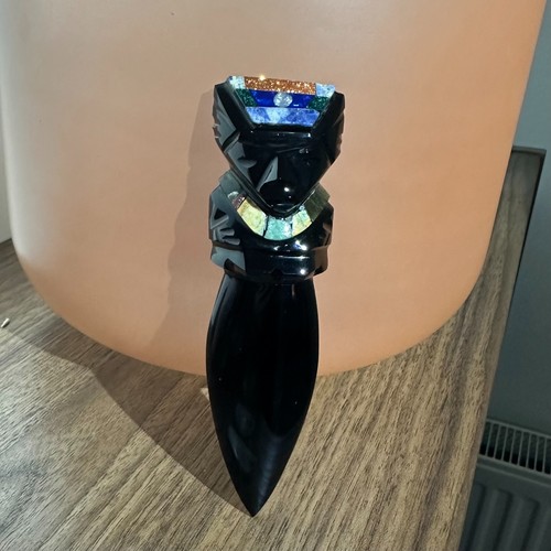 Carved obsidian wand with