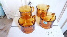 Lot 4 tasses vintage Duralex Saint Gobain France verre ambré modèle Cali