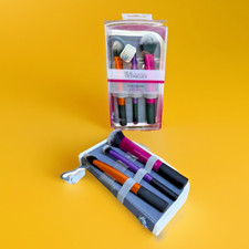 Real Techniques 3 pc Travel Essentials Makeup Brush Set with 2 in 1 case & stand