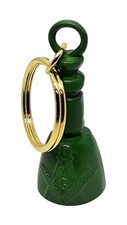 MASONIC MAUL KEY FOB-RING GREEN  Freemasons Square Compass & G seal
