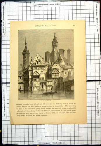 Old antique print castle - old,
