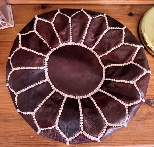 Moroccan leather pouf - moroccan,