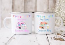 Personalised Caravan Mugs Cups High Quality Enamel Coffee Tea Mug Gift Set 