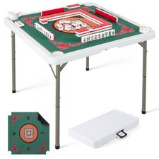 90CM Folding Mahjong Table 4 Player Game Card Table with Cup Holders