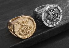 Archangel St. Michael  Amulet Ring Stainless Steel Men's Biker Ring HOT