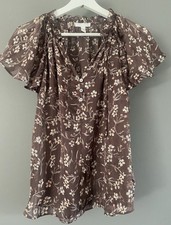 H&M brown floral chiffon top