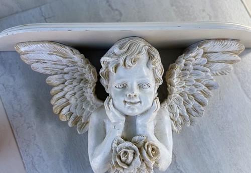 Cherub angel wall shelf white - angel,