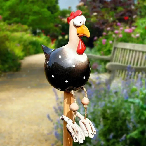 Funny chicken garden statue - funny,
