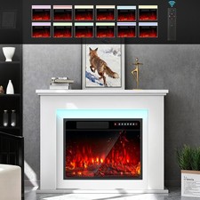 Electric Fireplace Flame Effect Heater, Timer&12 Color LED Light Remote Control