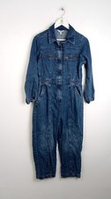 M&S Women's Denim Utility Jumpsuit Blue Mid Wash Size 12 Petite NEW F2