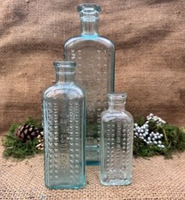 Vapo Cresolene USA Antique Bottles Aqua+Clear Glass Vintage Chemist Medicine x3