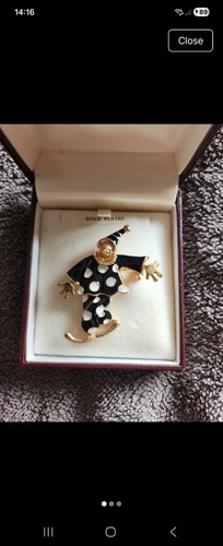 Gold plated enamel clown - ,