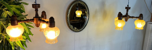 Pair vintage cottage oak - of,