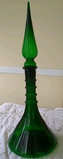 1960s Empoli Ships Decanter Green Art Glass 57cm Tall