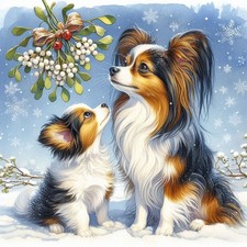Single Luxury Papillon Christmas Card Dog Gift/Present XMP