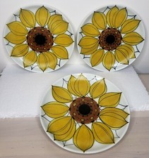 3 Arabia of Finland Sun Rose Sunflower Plates Dessert Salad