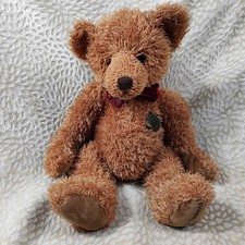 Russ Brown Thomas Limited Edition Brown Teddy Bear Red Velvet Bow Tie Collectors