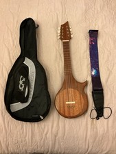 Hand Made Eight String Tenor Ukulele By AJS with strap and bag.