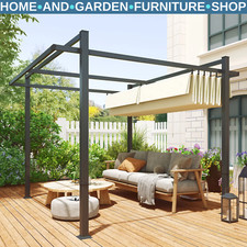 Metal Pergola Gazebo Garden Shelter Heavy Duty Aluminium Frame Patio Canopy 3m