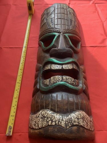 Hand carved wood tribal tiki - carved,