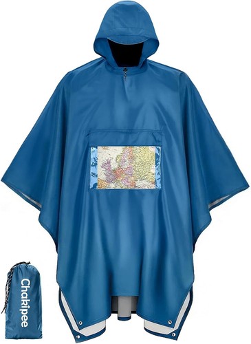 Blue waterproof rain - rain, poncho