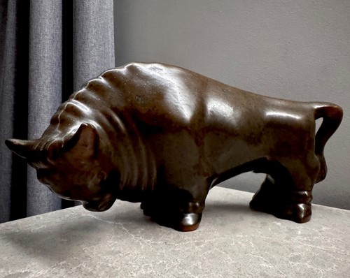 Vintage hungarian ceramic bull - vintage,