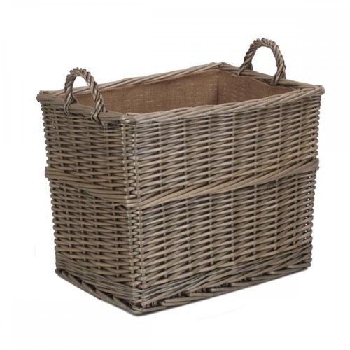 Wicker log basket rectangular - log,