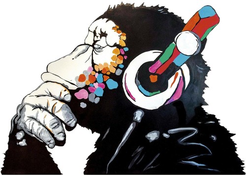 Banksy monkey headphones - banksy,