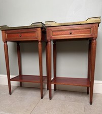 Pair French Marble Top Brass