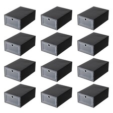 12x Black Plastic Shoe Storage