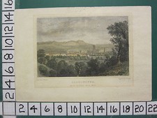 c1820 ANTIQUE PRINT ~ GLOUCESTER FROM ROBIN'S WOOD HILL ~ HAND COLOURED