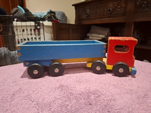 Vintage wooden toy truck - toy,