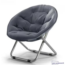 Camping Folding Moon Chair Round Outdoor Garden Portable Seat Travel Picnic UK
