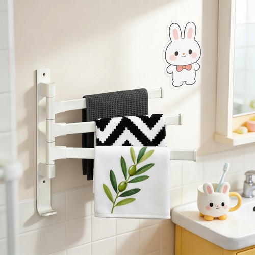 White bathroom towel rack - white,