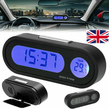Mini Car Auto Thermometer Digital LCD Time Table Clock W/ Backlight Small Black